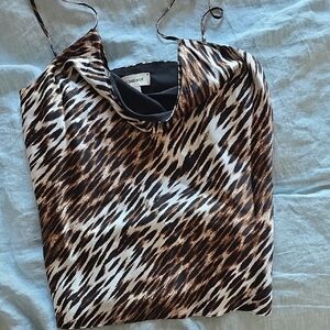 L'Agence Animal Print Cowl Neck Top